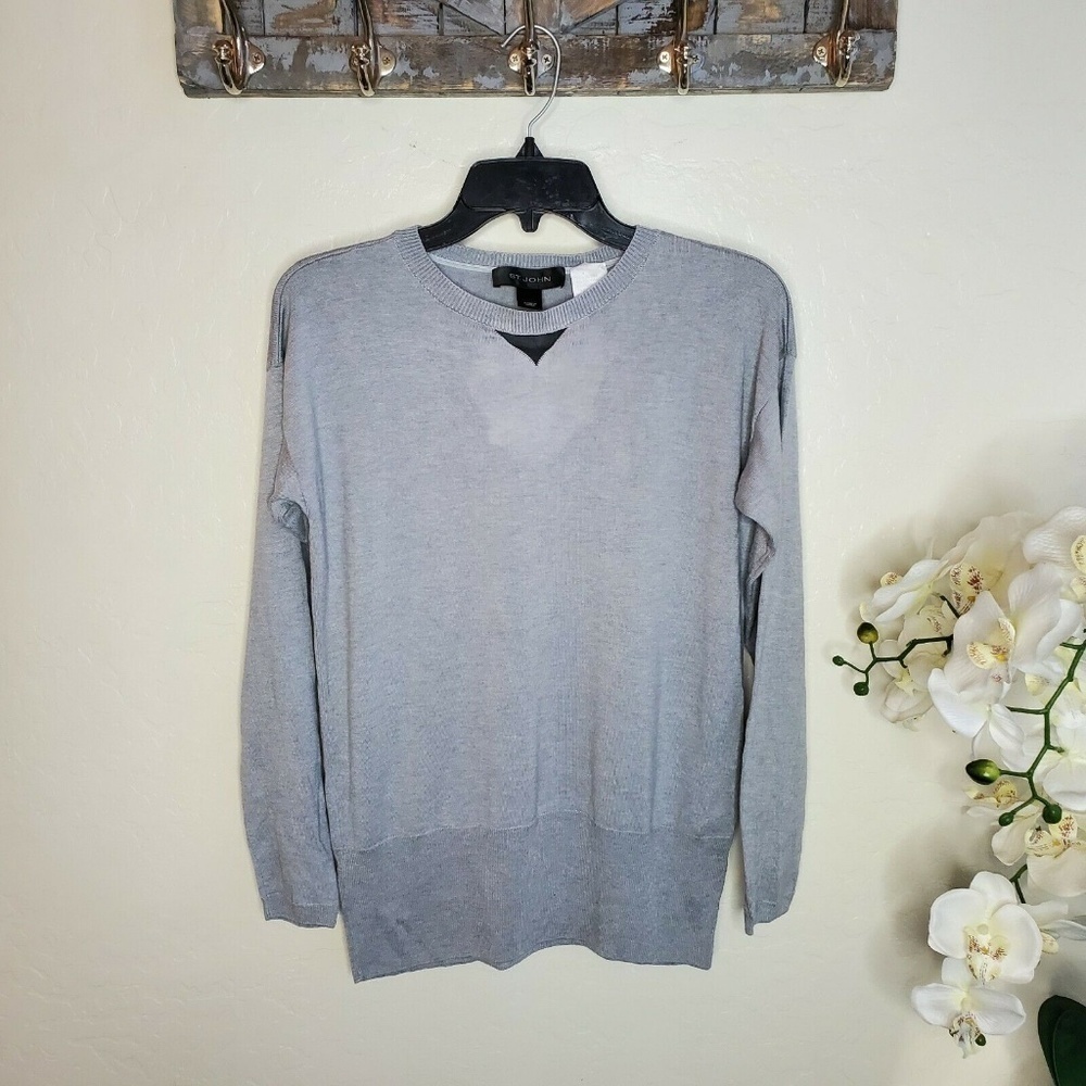 St. John Gray Sweater Crew-neck Long Sleeve Pull